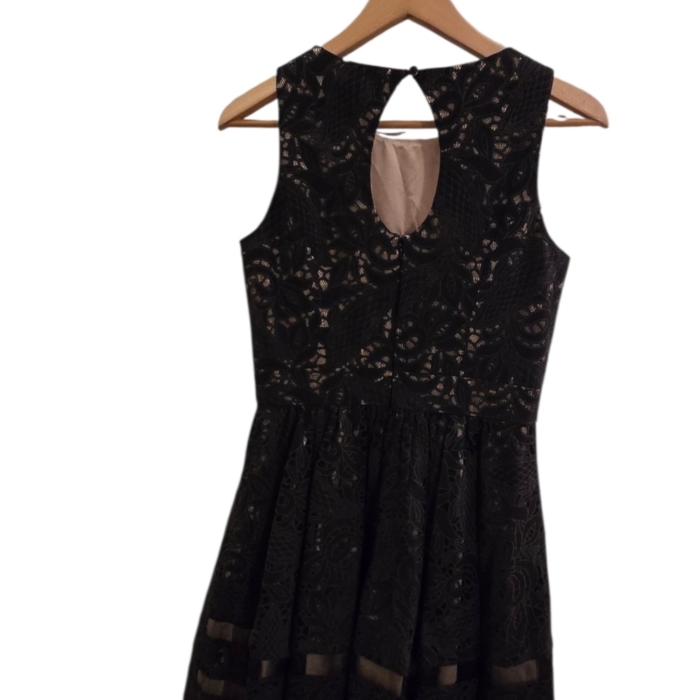 Eliza J Black Lace Fit & Flare Cocktail Dress Dark Romantic Coquette Chic Goth - Picture 8 of 11